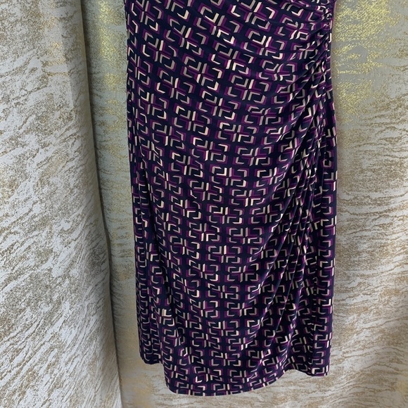 Ralph Lauren Purple Geometric Print Jersey Sheath Faux Wrap Dress Size 4 - Picture 4 of 13